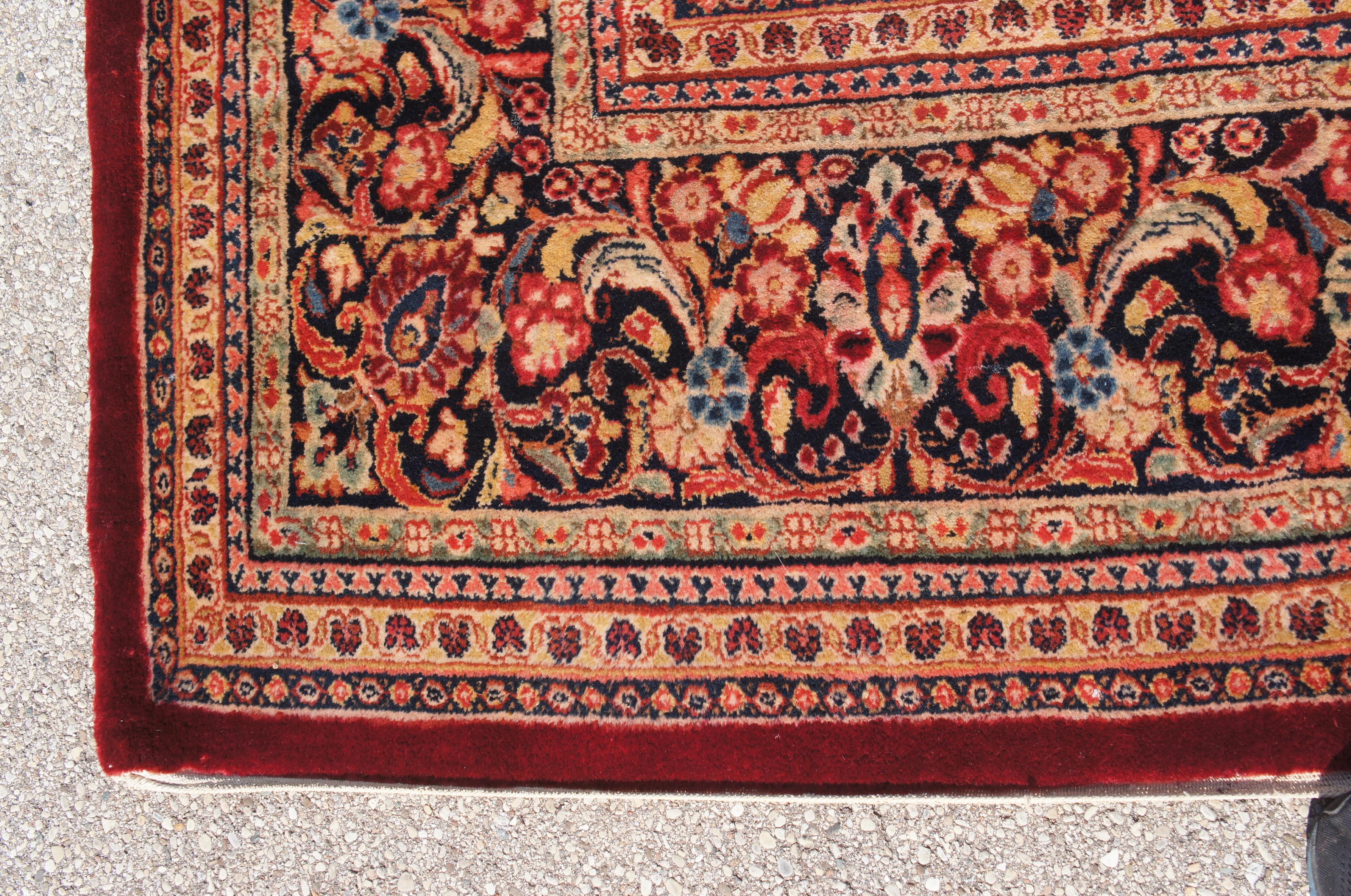 Vintage Indo-Tabriz Hand Knotted Floral Medallion Wool Area Rug Carpet 10' x 14' For Sale 4