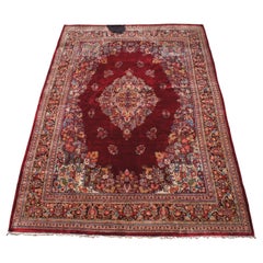 Vintage Indo-Tabriz Hand Knotted Floral Medallion Wool Area Rug Carpet 10' x 14'