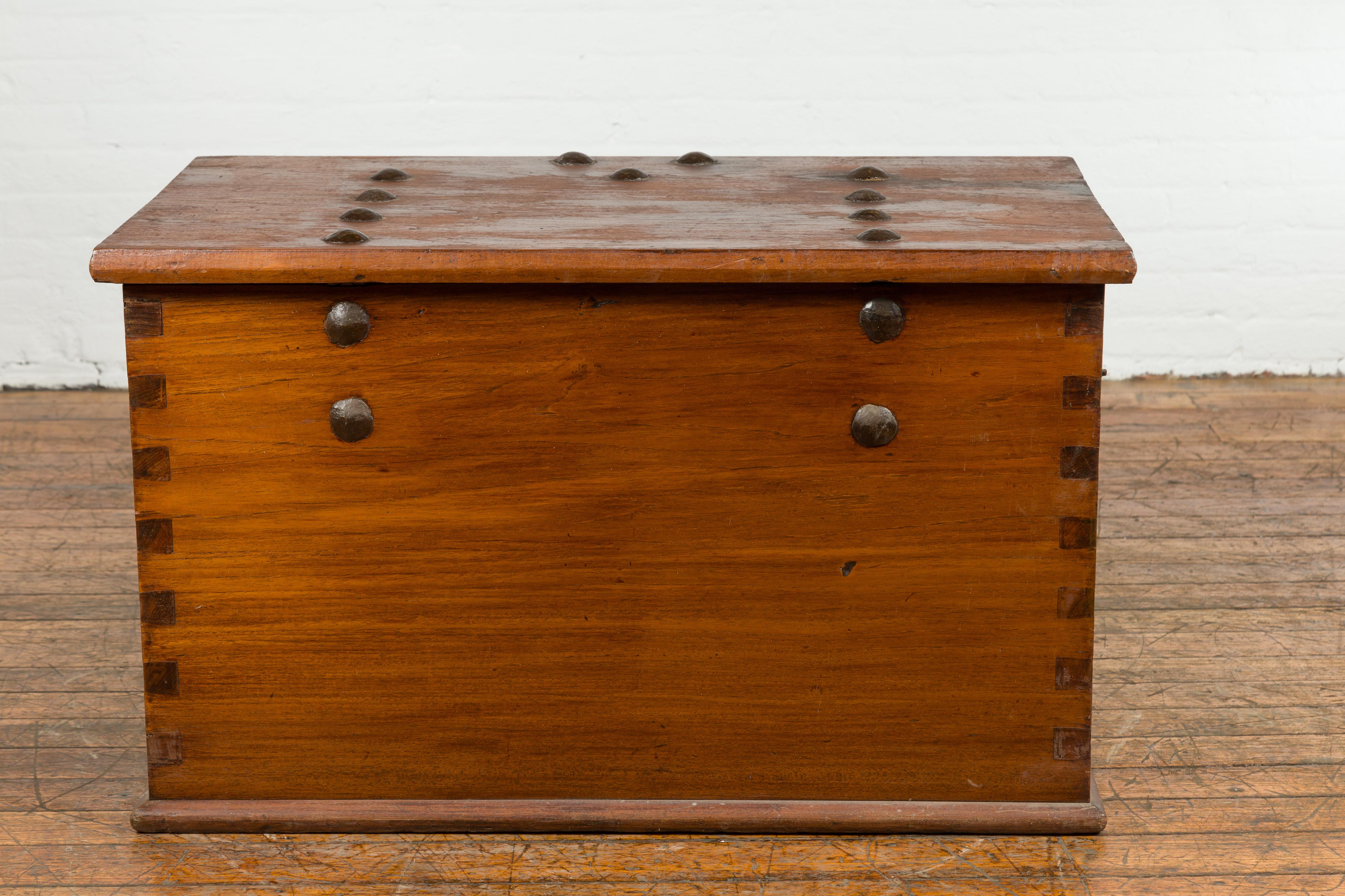 Indonesian Vintage Chest with Unique Latch & Side Handles For Sale 10