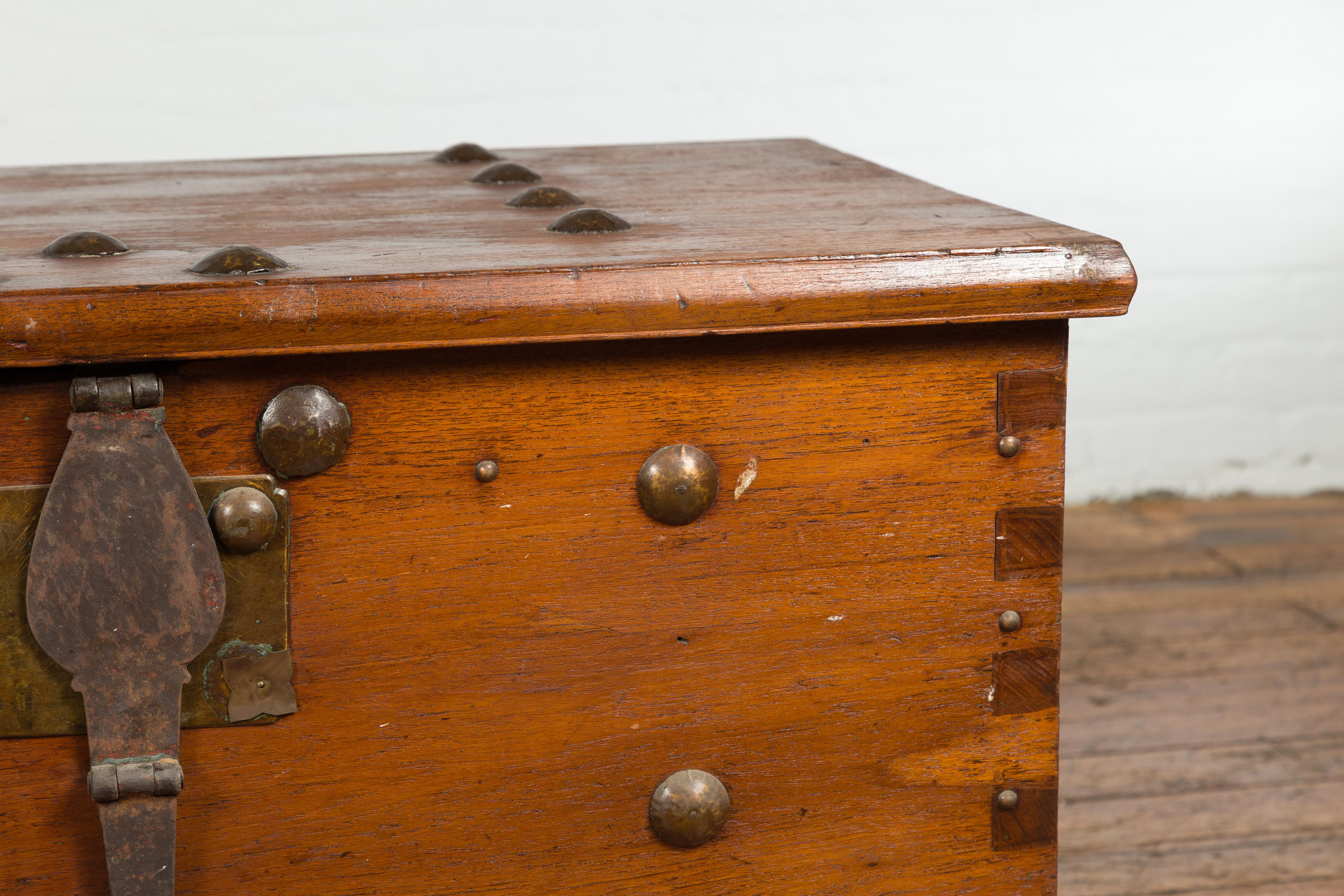 Indonesian Vintage Chest with Unique Latch & Side Handles For Sale 1
