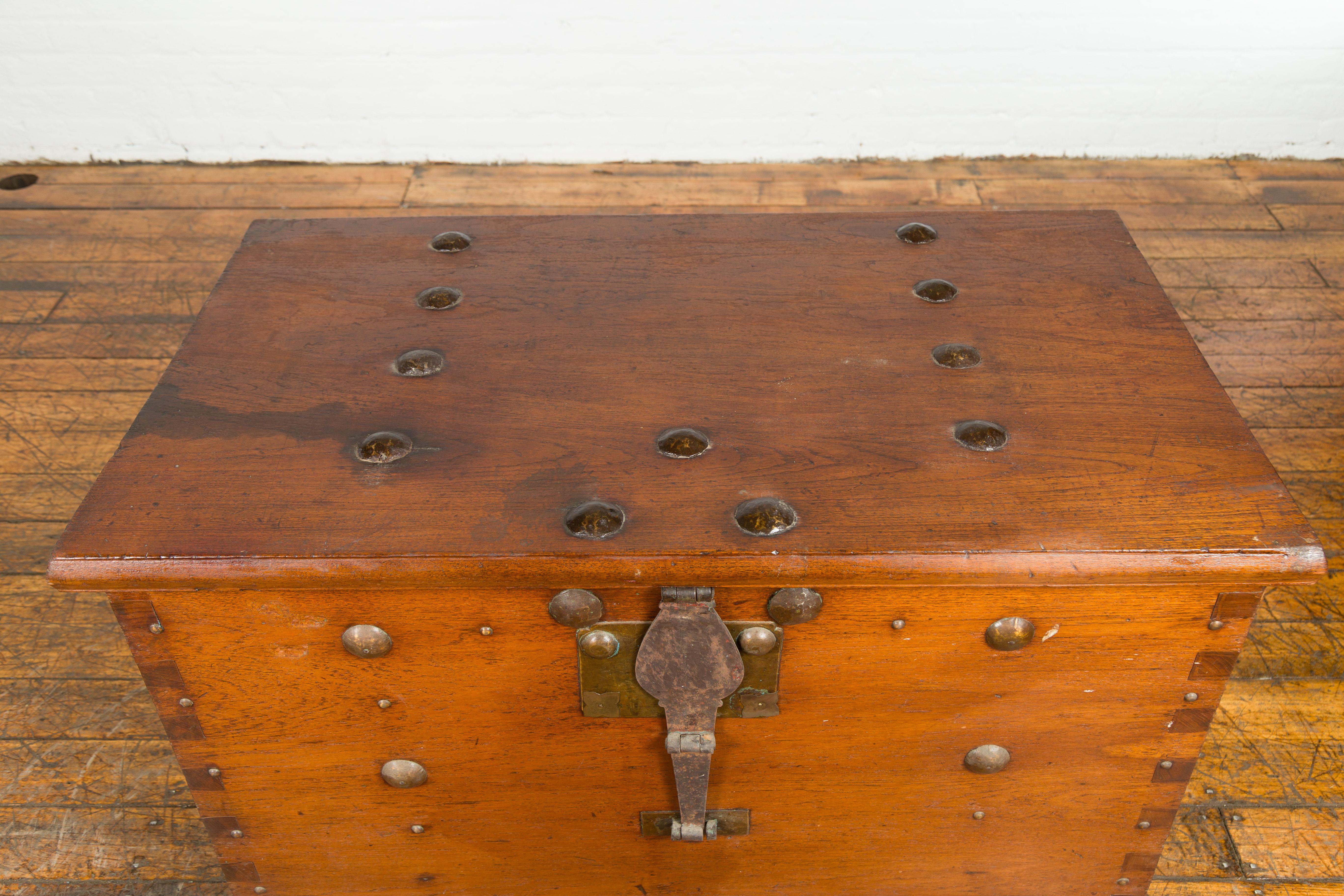Indonesian Vintage Chest with Unique Latch & Side Handles For Sale 4
