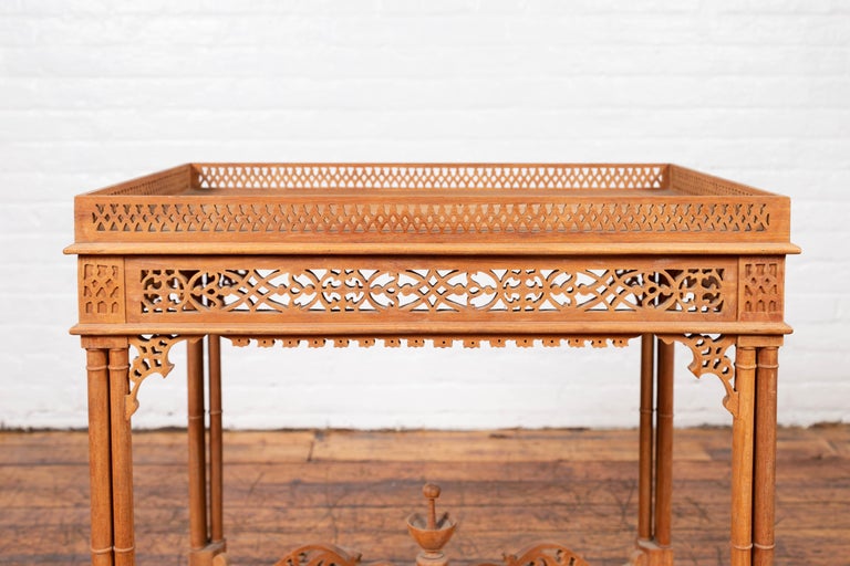 Vintage Indonesian Carved Side Table with Open Fretwork ...