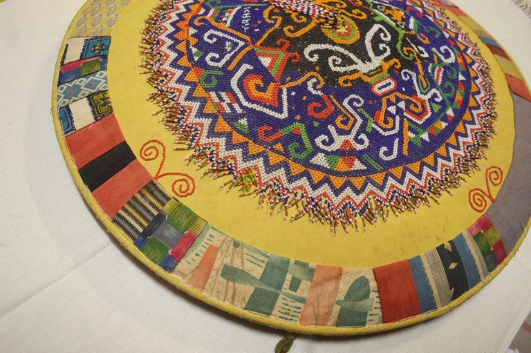 Vintage Indonesian Dayak Beaded Ceremonial Hat Interior Design Art at