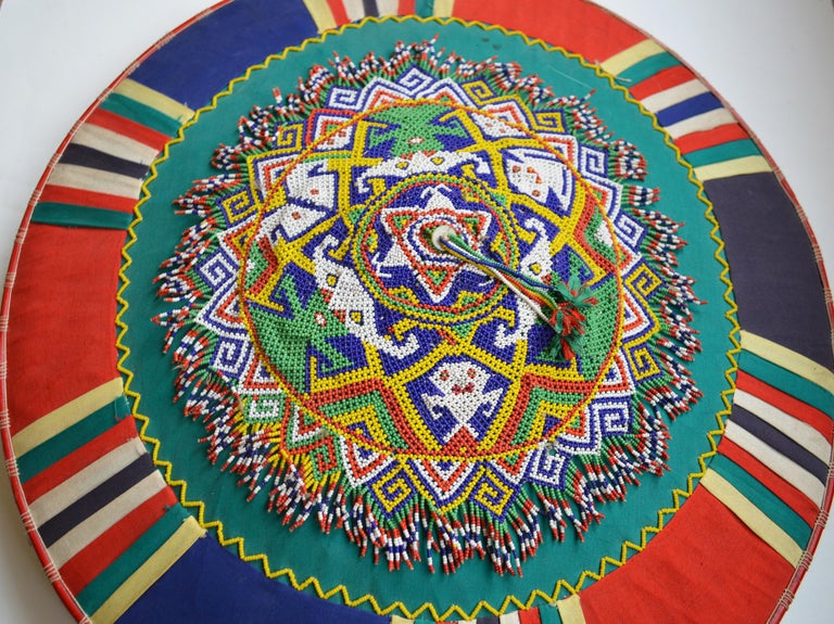 Vintage Indonesian Dayak Beaded Ceremonial Hat Interior Design Art For
