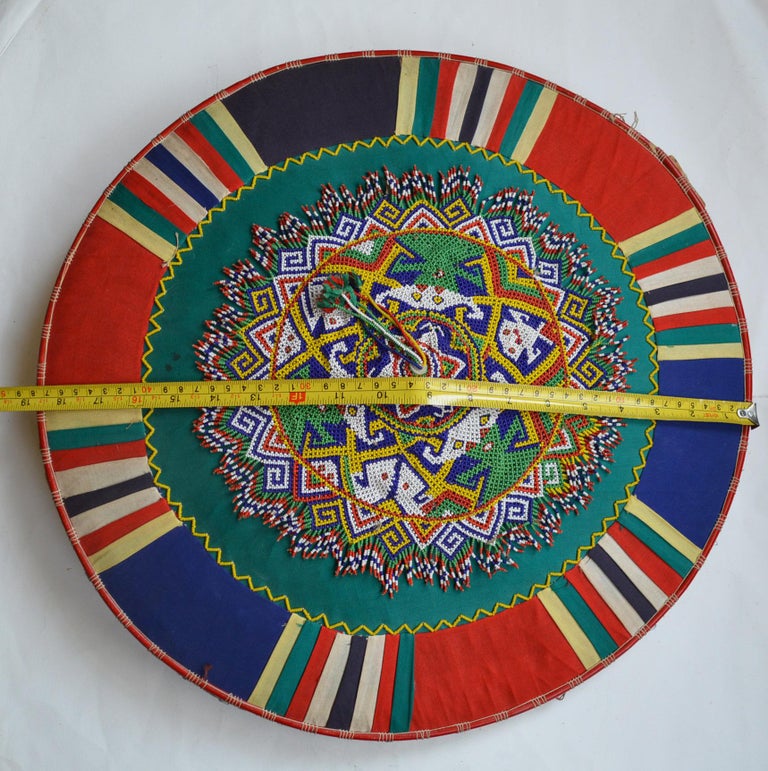 Vintage Indonesian Dayak Beaded Ceremonial Hat Interior Design Art For