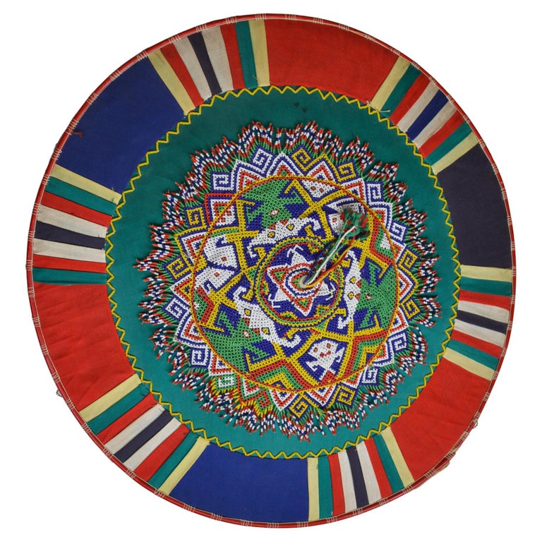 Vintage Indonesian Dayak Beaded Ceremonial Hat Interior Design Art For