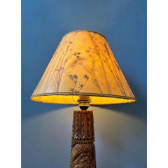 Vintage Indonesian Hand Carved Wooden Floor Lamp