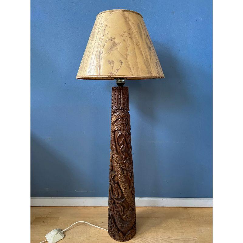 hand carved wooden lamps
