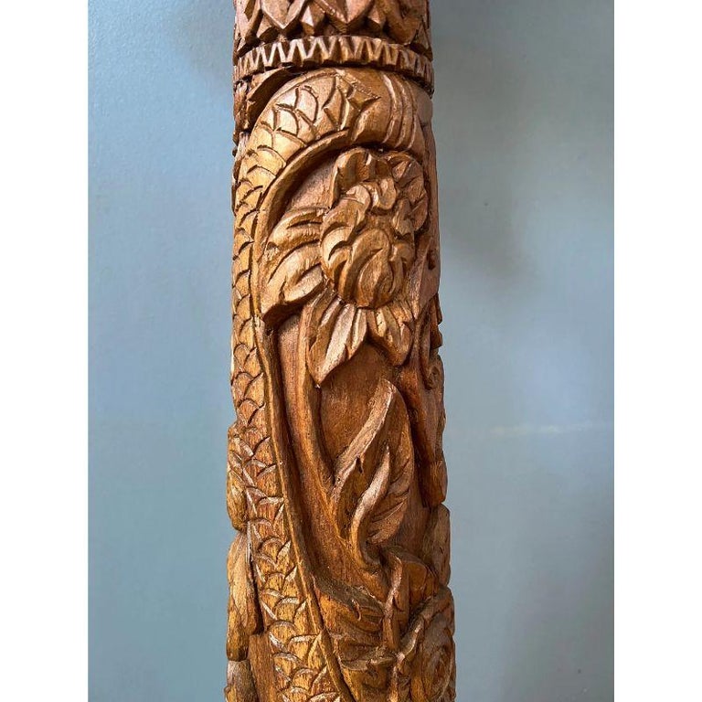 Curated visual reference: Indonesian Bohemian Floor Lamp Decor Reference: Vintage Indonesian Hand Carved Wooden Floor Lamp For Sale At