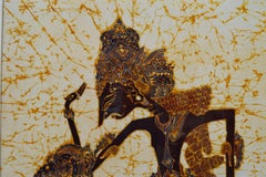 Vintage Indonesian Handmade Batik Painting on Cotton Depicting Ram and Sita
