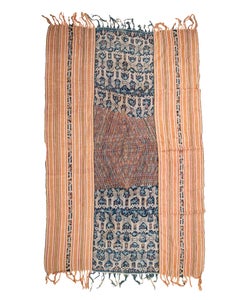 Vintage Indonesian Ikat with an Embroidered Center, 1960s