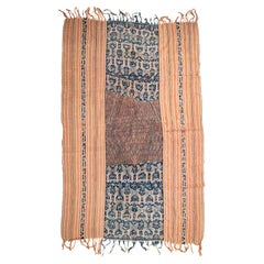 Vintage Indonesian Ikat with an Embroidered Center, 1960s