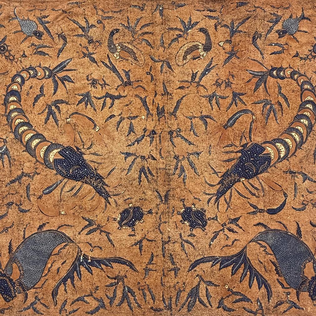 Folk Art Vintage Indonesian Kain Batik Tulis Supit Urang, Solo (Surakarta), Java, 1950 For Sale