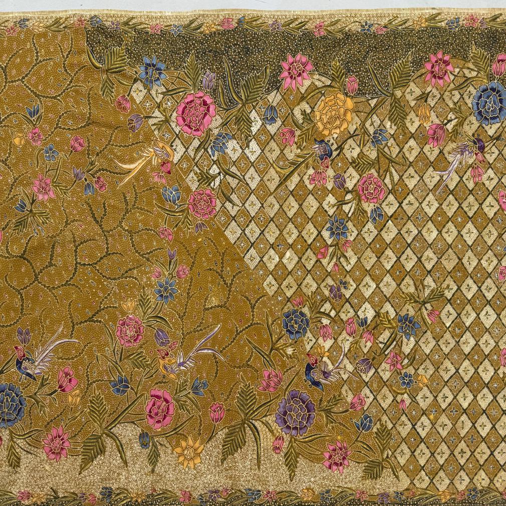 Coton Broche vintage indonésienne Kain Panjang Batik Tulis Pagi-sore, Demak, Java 1950 en vente