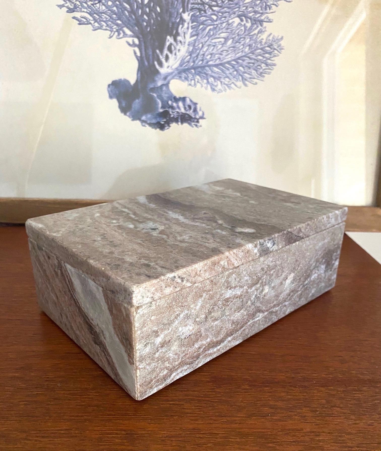 Marble Stone Box with Stripes in Brown, Grey, and White 4