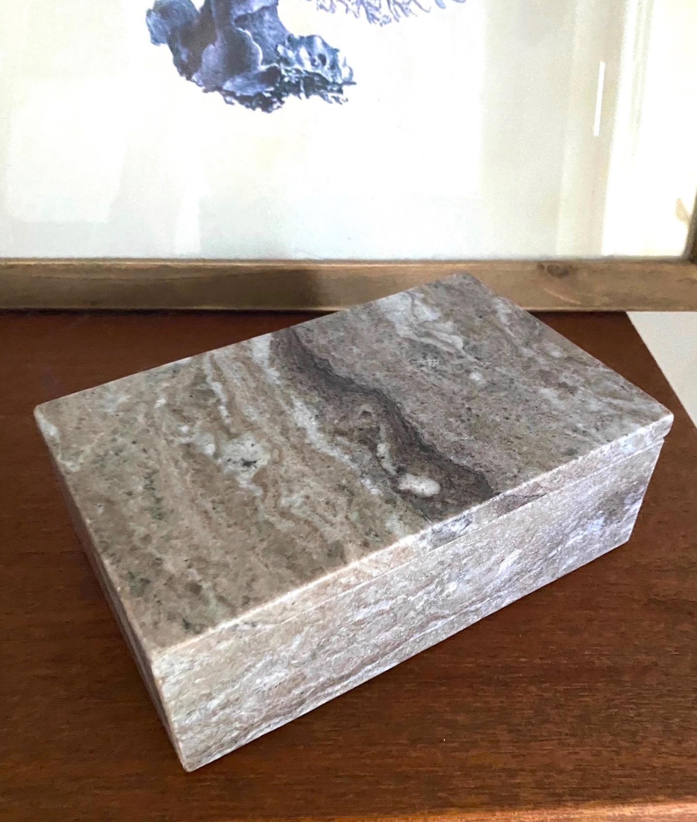 Marble Stone Box with Stripes in Brown, Grey, and White In Good Condition In Fort Lauderdale, FL
