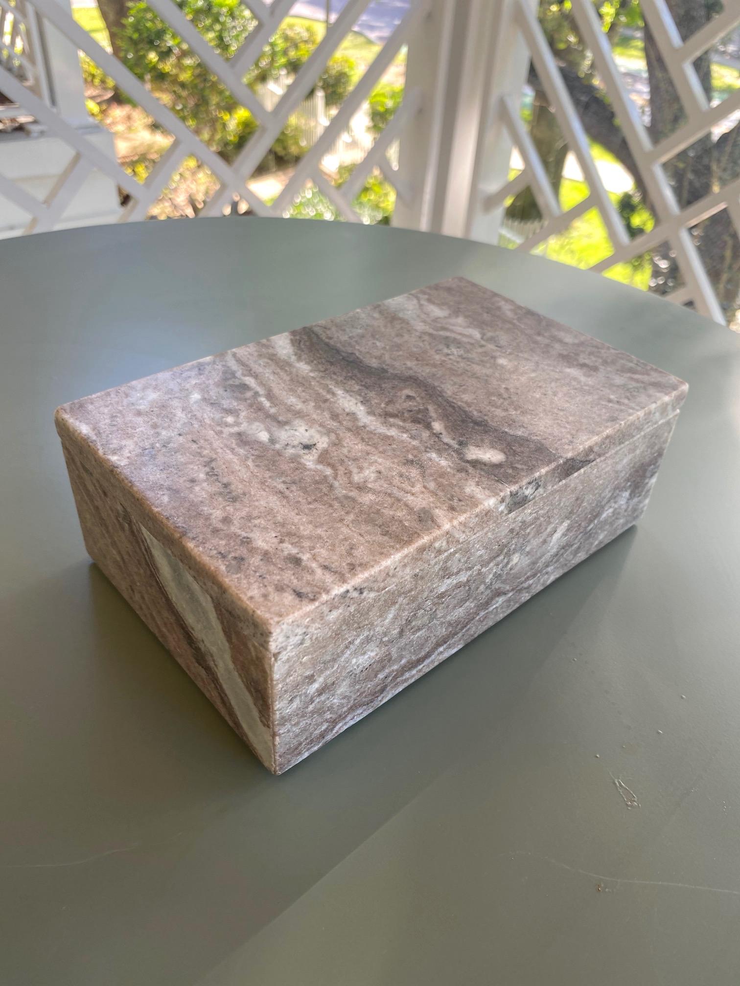Marble Stone Box with Stripes in Brown, Grey, and White 1