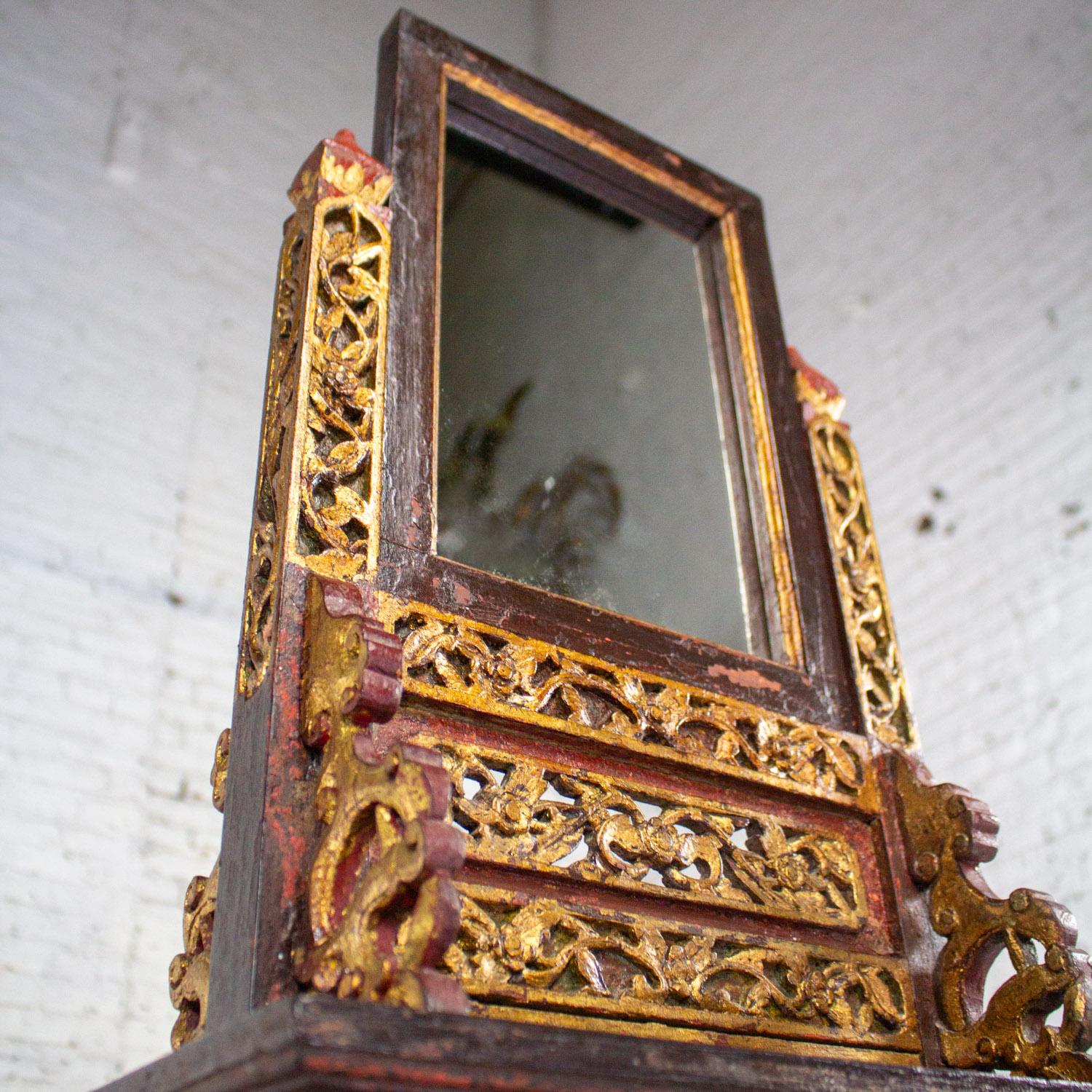 Joyero de sobremesa o espejo de tocador vintage indonesio madurano con cofre Indonesio en venta