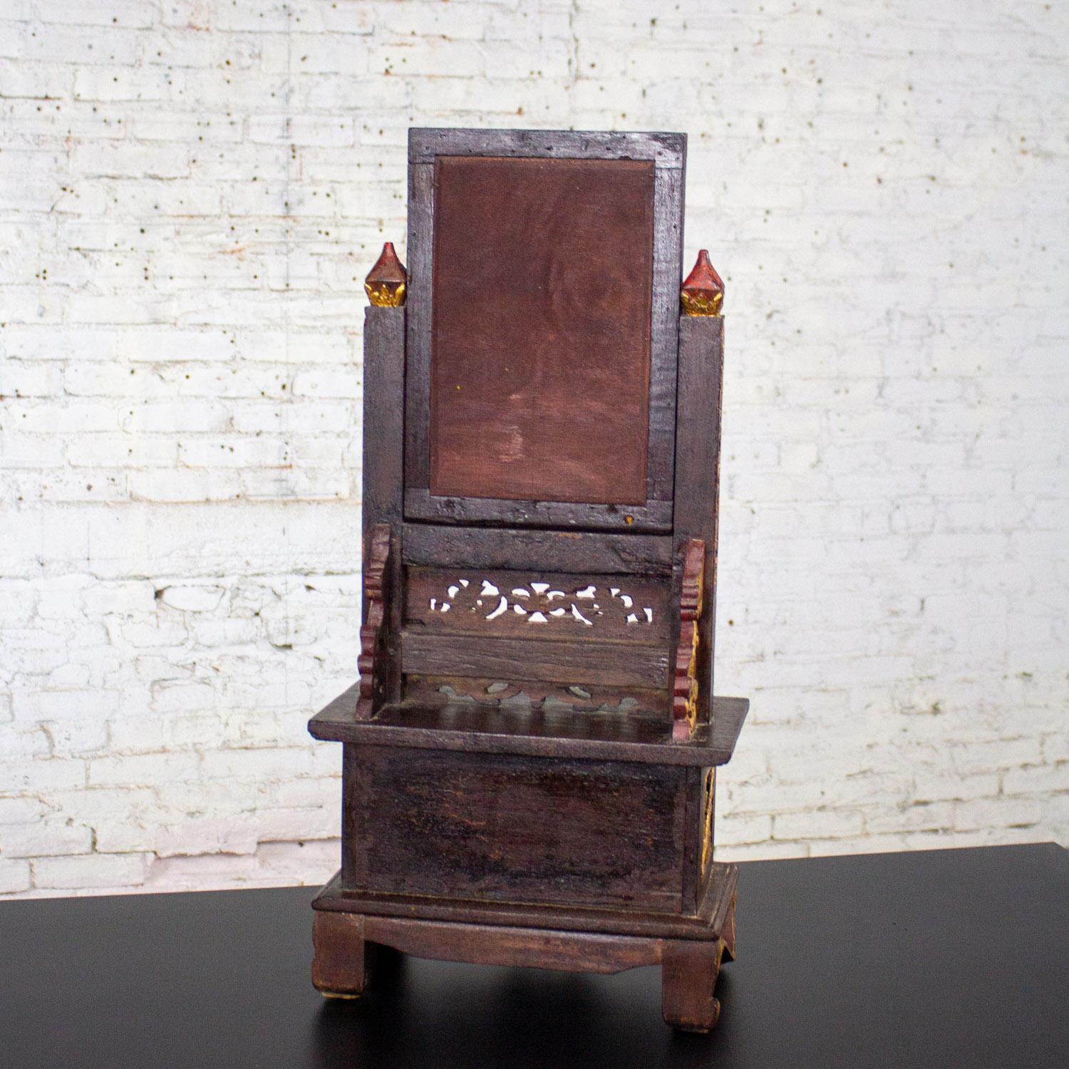 Joyero de sobremesa o espejo de tocador vintage indonesio madurano con cofre en Bueno estado para la venta en Topeka, KS