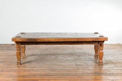 Vintage Indonesian Rustic Coffee Table with Baluster Legs and Distressed Patina