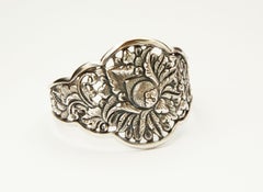 Vintage Indonesian Silver 800 Cuff Bracelet with Floral Decor CA. 1930s