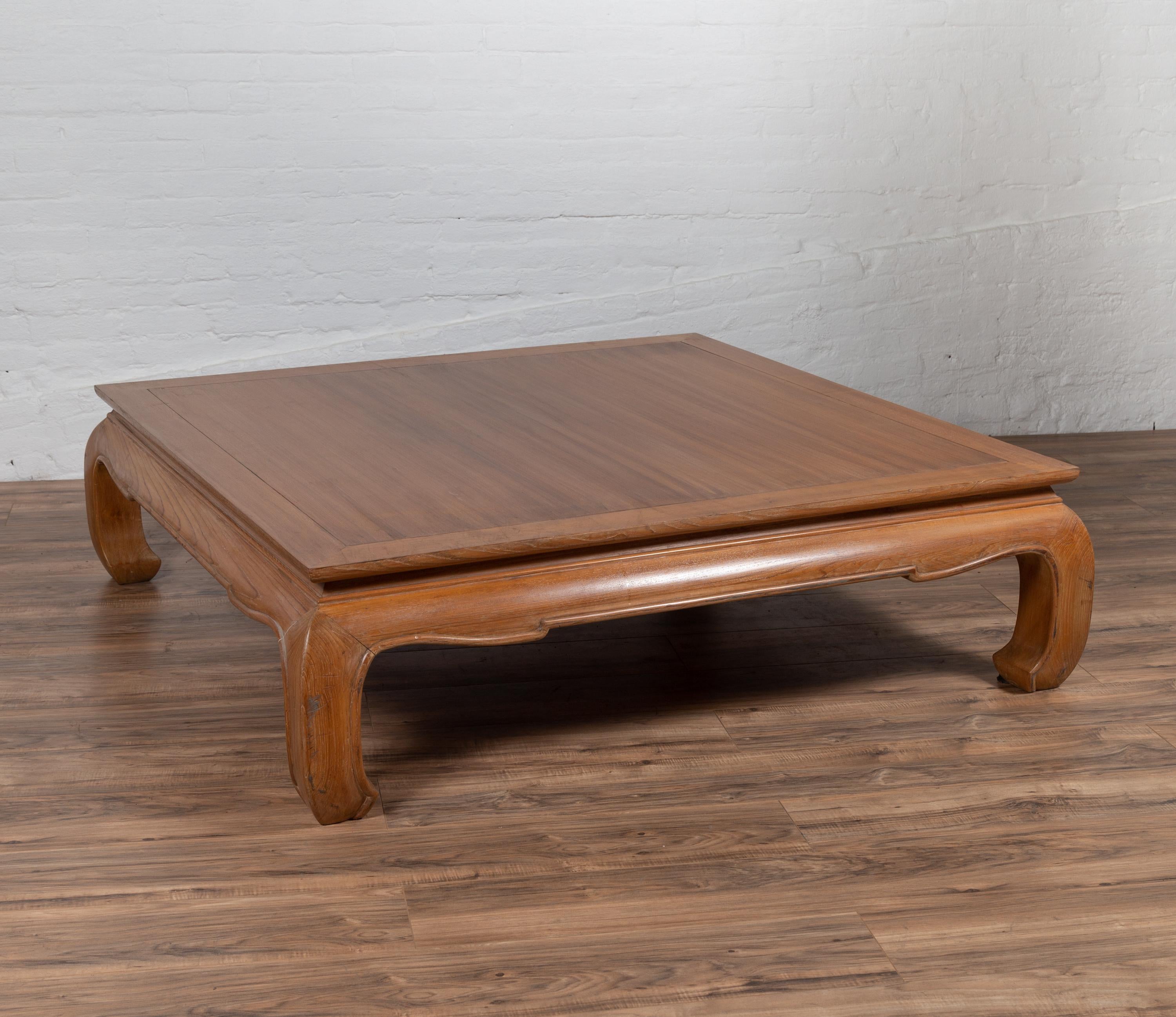 20th Century Vintage Indonesian Teak Coffee Table with Natural Bleached Patina and Chow Legs