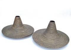 Vintage Indoor Decorative Planters 42 Inches Diameter Swirled Cane Vase, a Pair