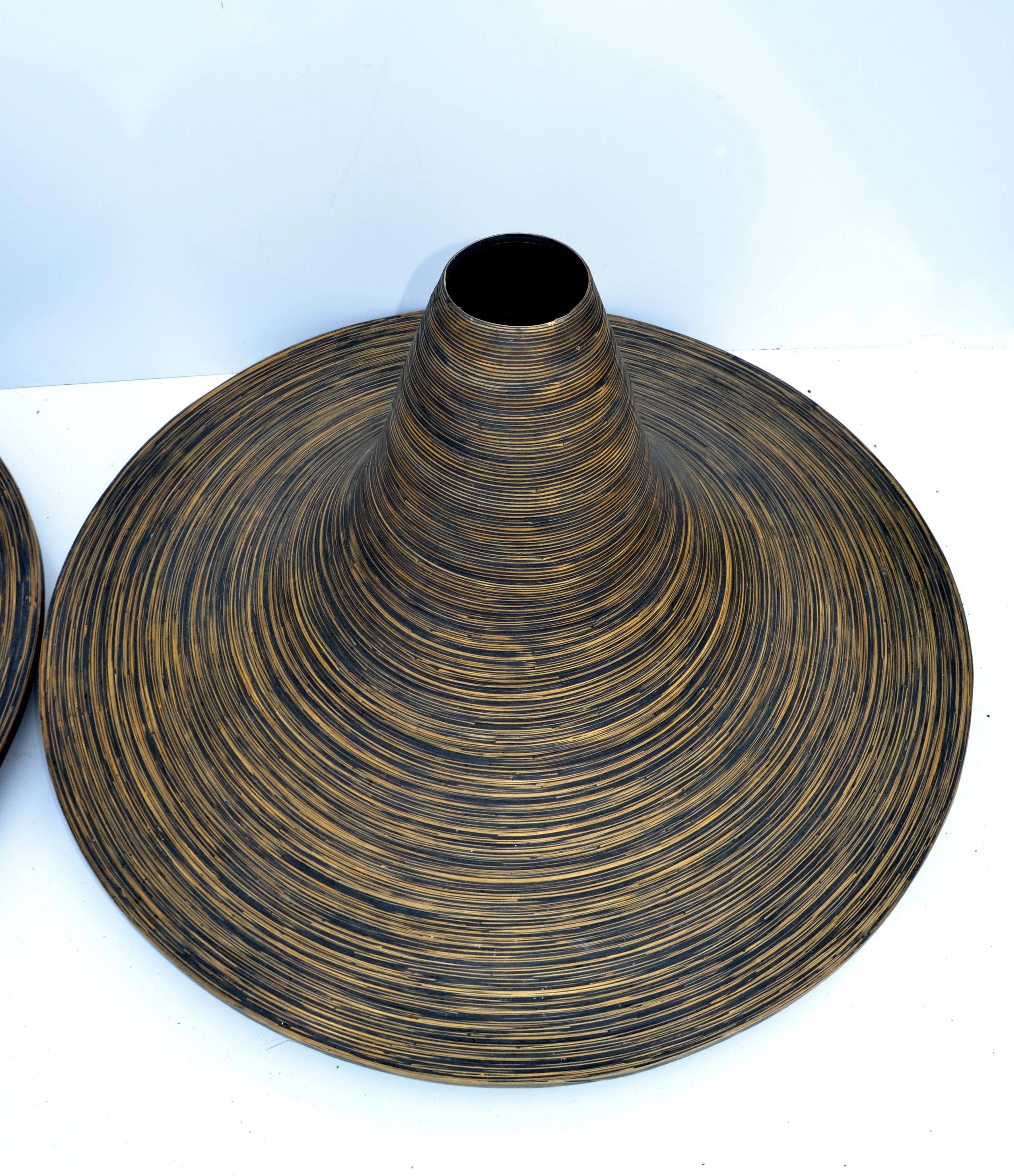 20th Century Vintage Indoor Decorative Planters 42 Inches Diameter Swirled Cane Vase, a Pair For Sale