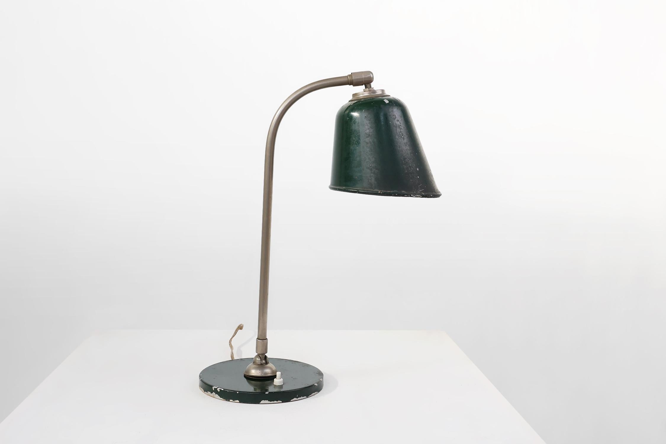 French Vintage industral metal desk lamp, France ca. 1920 For Sale