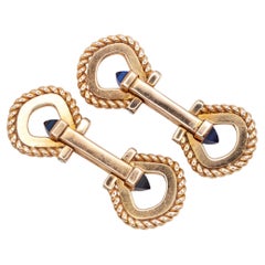 Vintage Industria Argentina 18K Gold Equestrian Stirrup Cufflinks