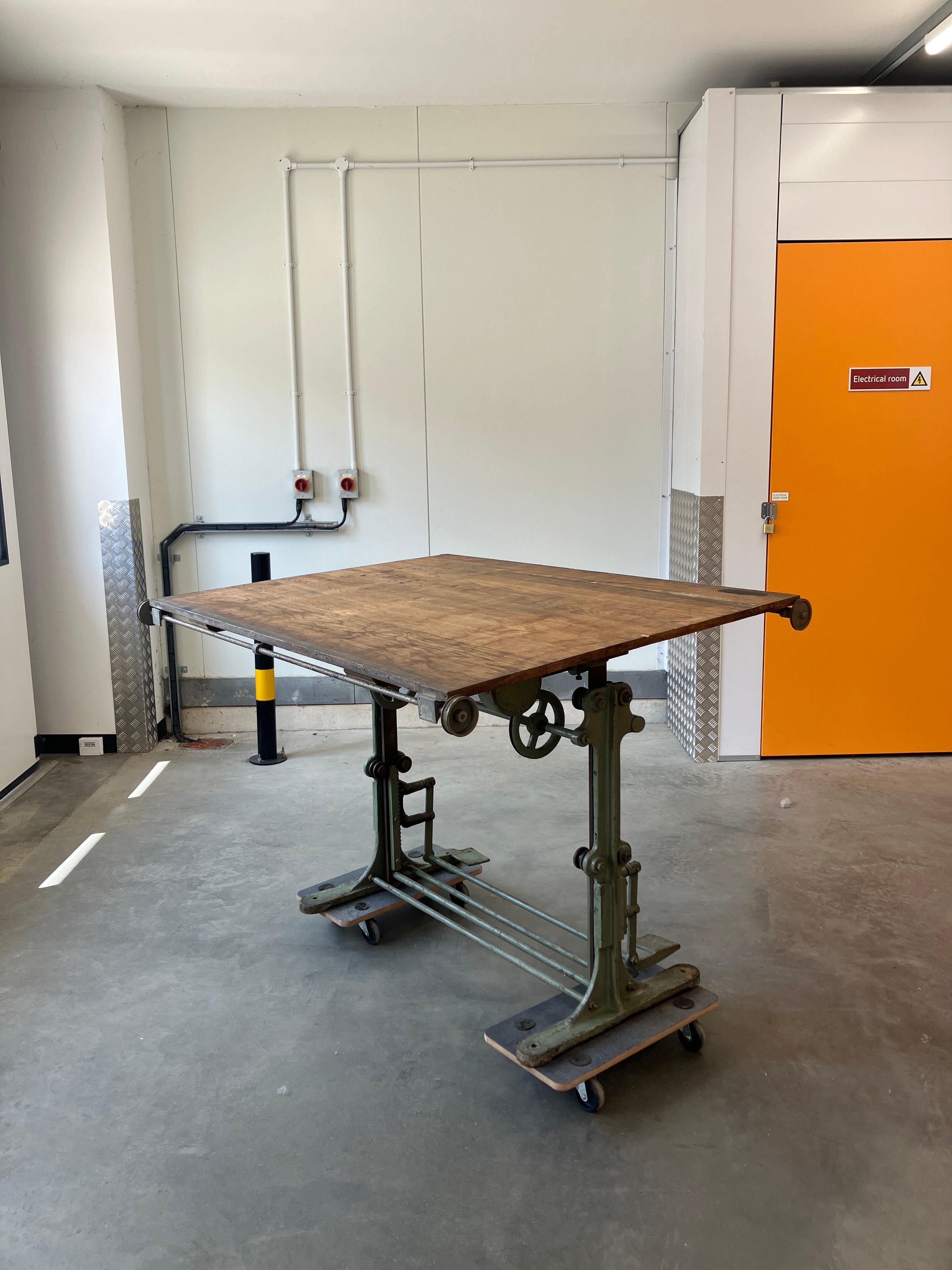 Industrial Vintage industrial 1920s Stanley London drafting table Made in England For Sale