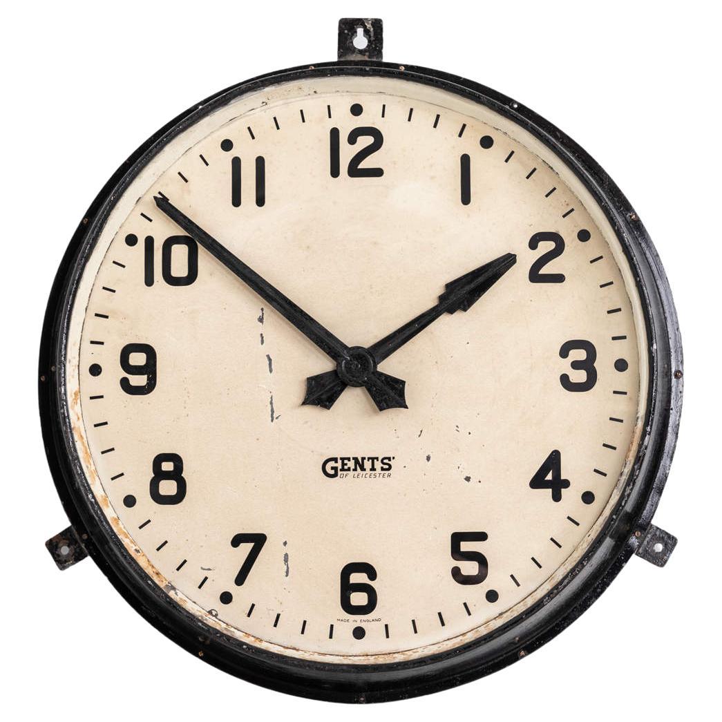 Vintage Industrial 24" Gents of Leicester Factory Railway Wall Clock, circa 1930