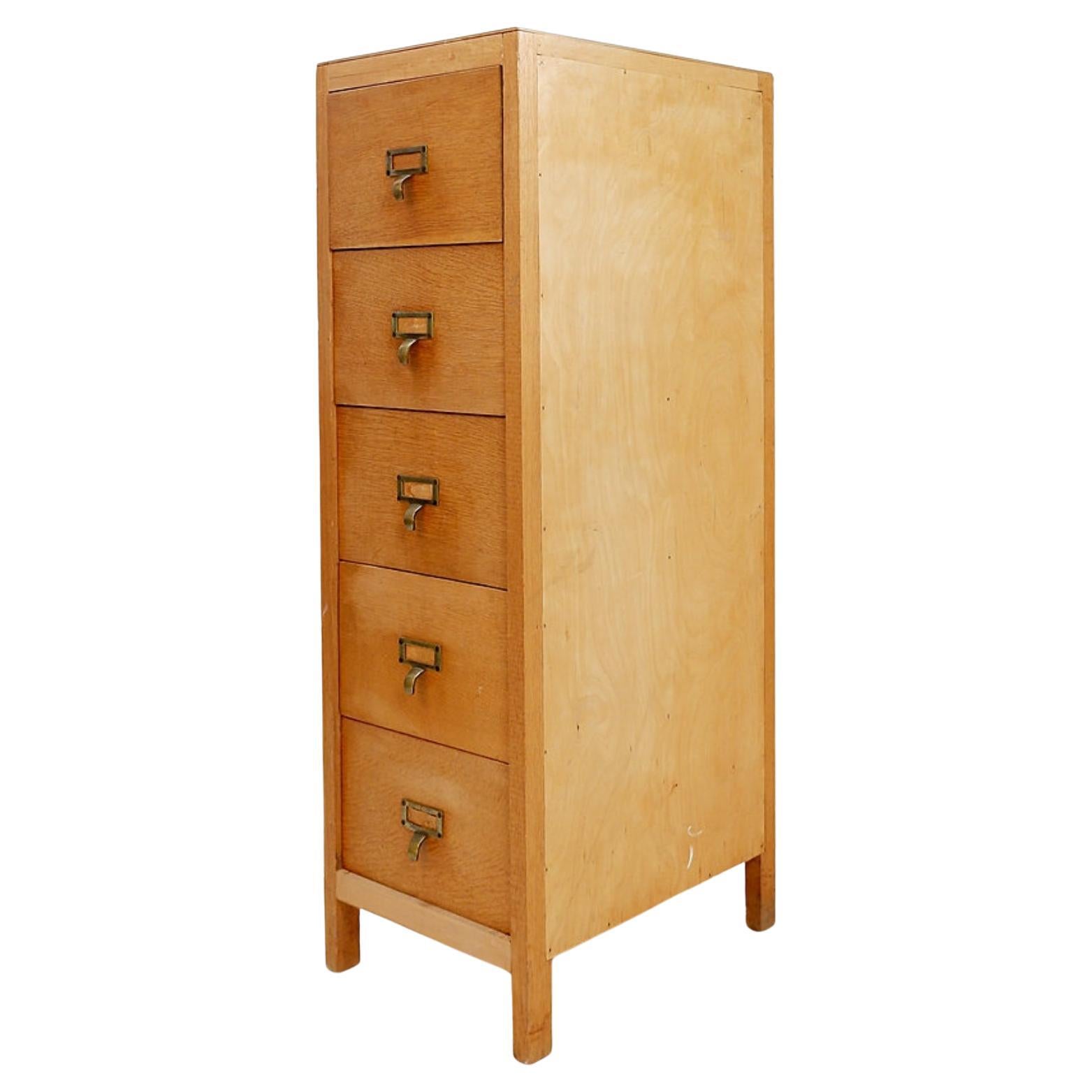 Vintage industrial 5-drawer filing cabinet en vente