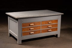 Vintage Industrial 6-Drawer Laboratory Island Work Table