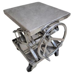 Vintage Industrial Adjustable Chrome Scissor Lift Side End Table