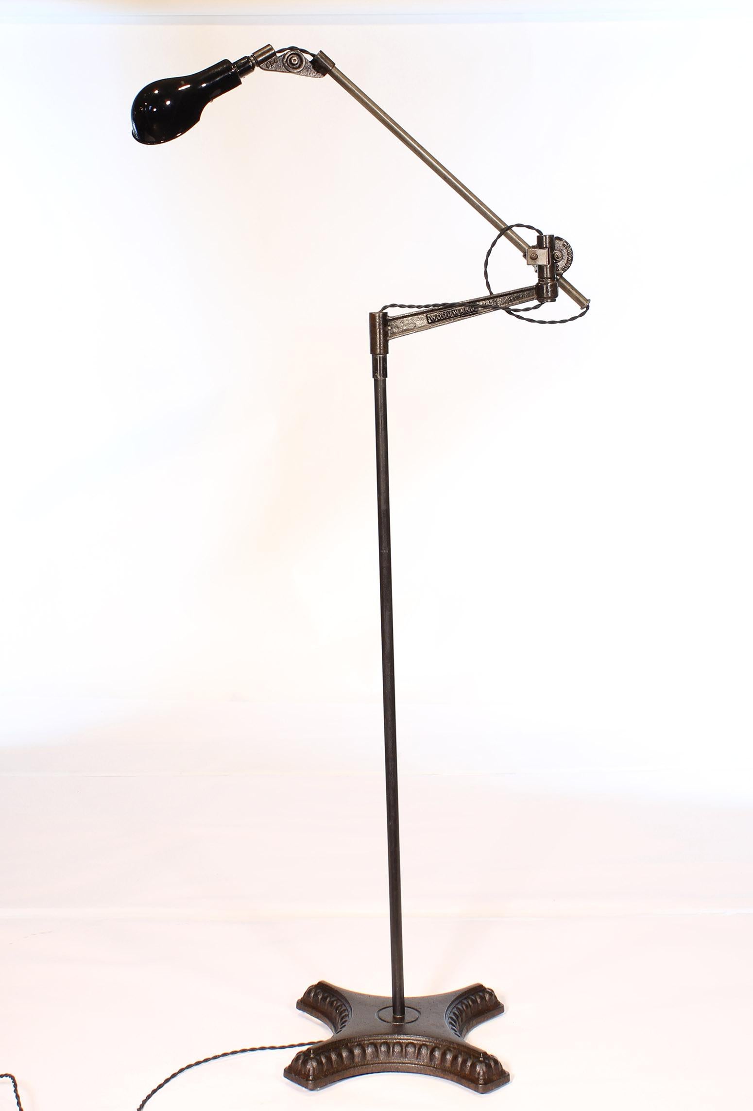 20th Century Vintage Industrial Adjustable Floor Lamp 