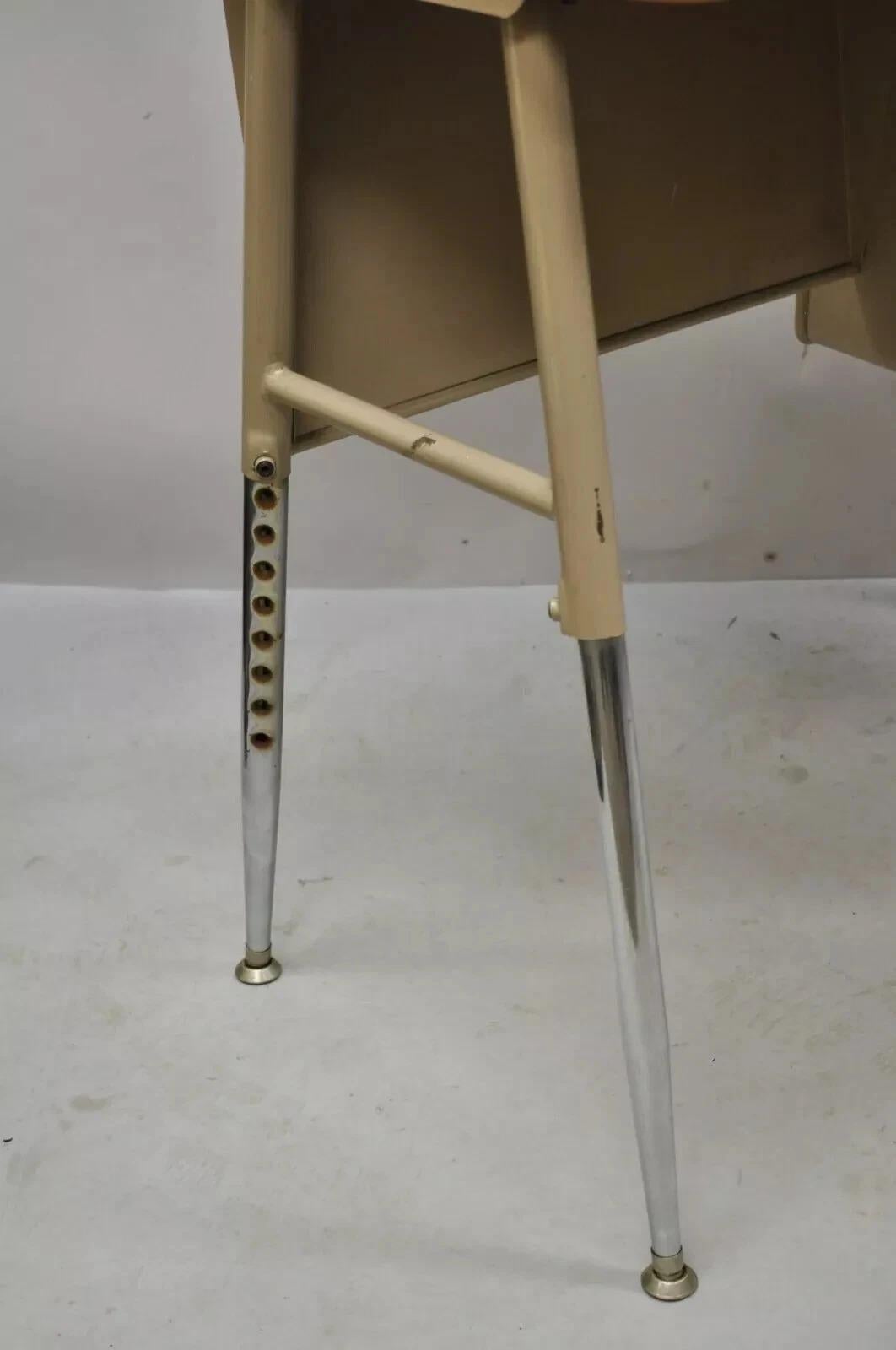 Vintage Industrial Adjustable Height Metal School Writing Desk With Laminate Top In Good Condition For Sale In Philadelphia, PA