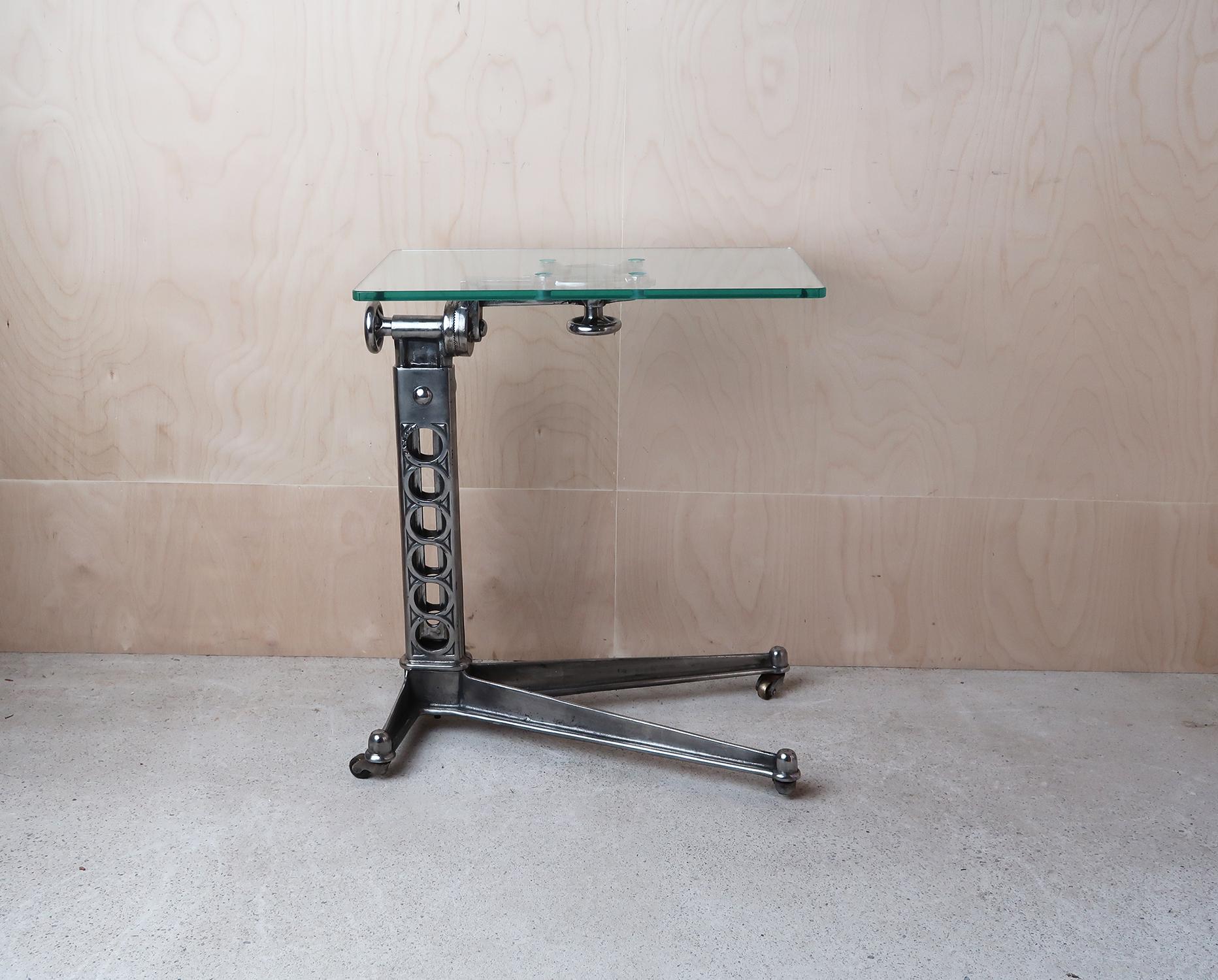 Vintage Industrial Adjustable High to Low Side Table, English, C.1900 In Good Condition For Sale In St Annes, Lancashire