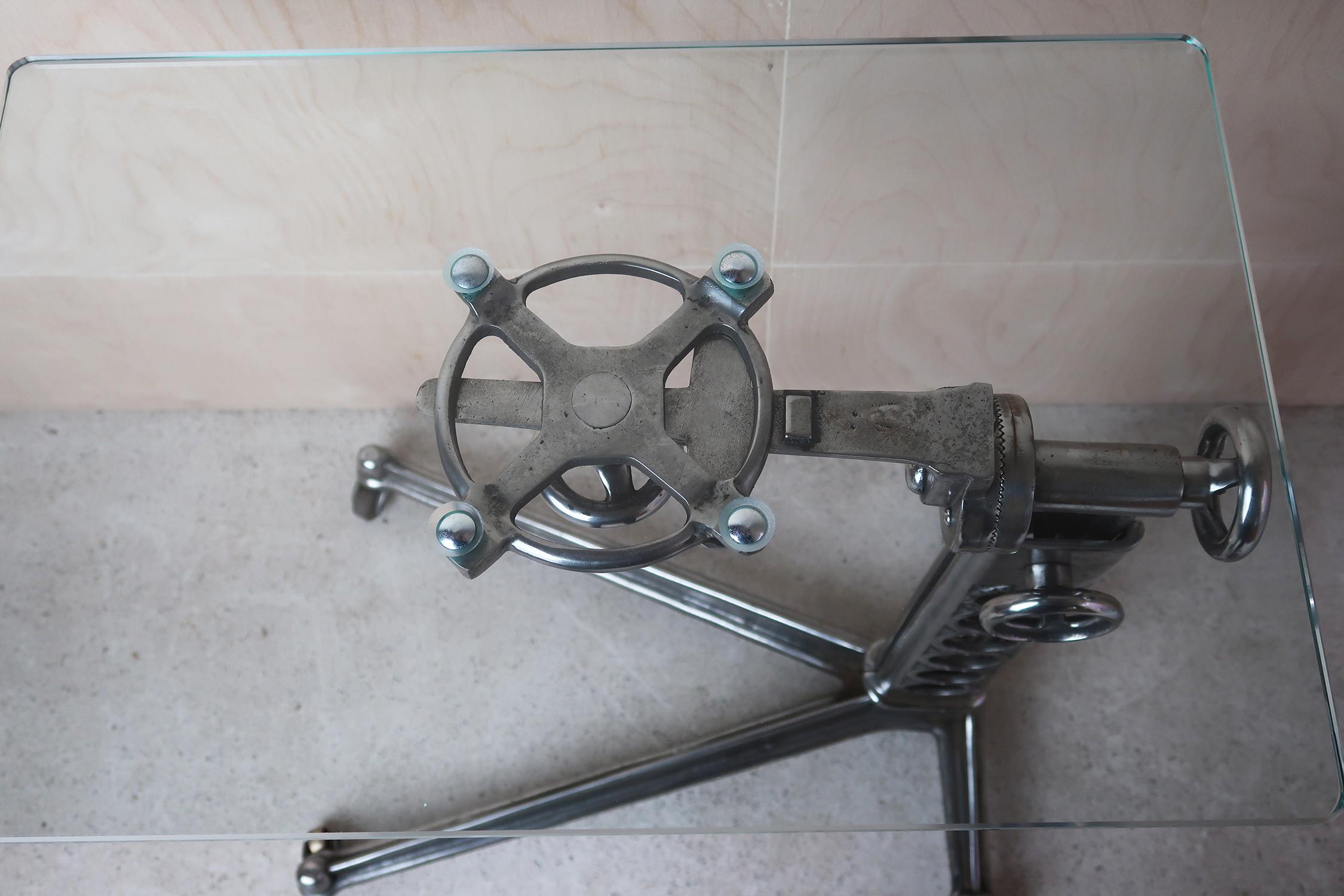 Early 20th Century Vintage Industrial Adjustable High to Low Side Table, English, C.1900