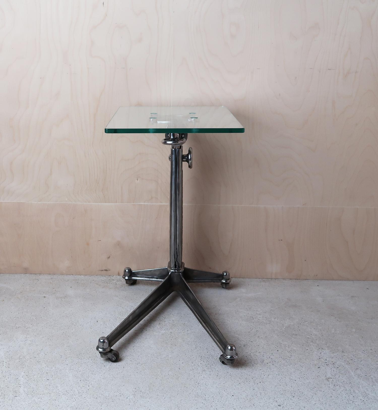 Steel Vintage Industrial Adjustable High to Low Side Table, English, C.1900 For Sale