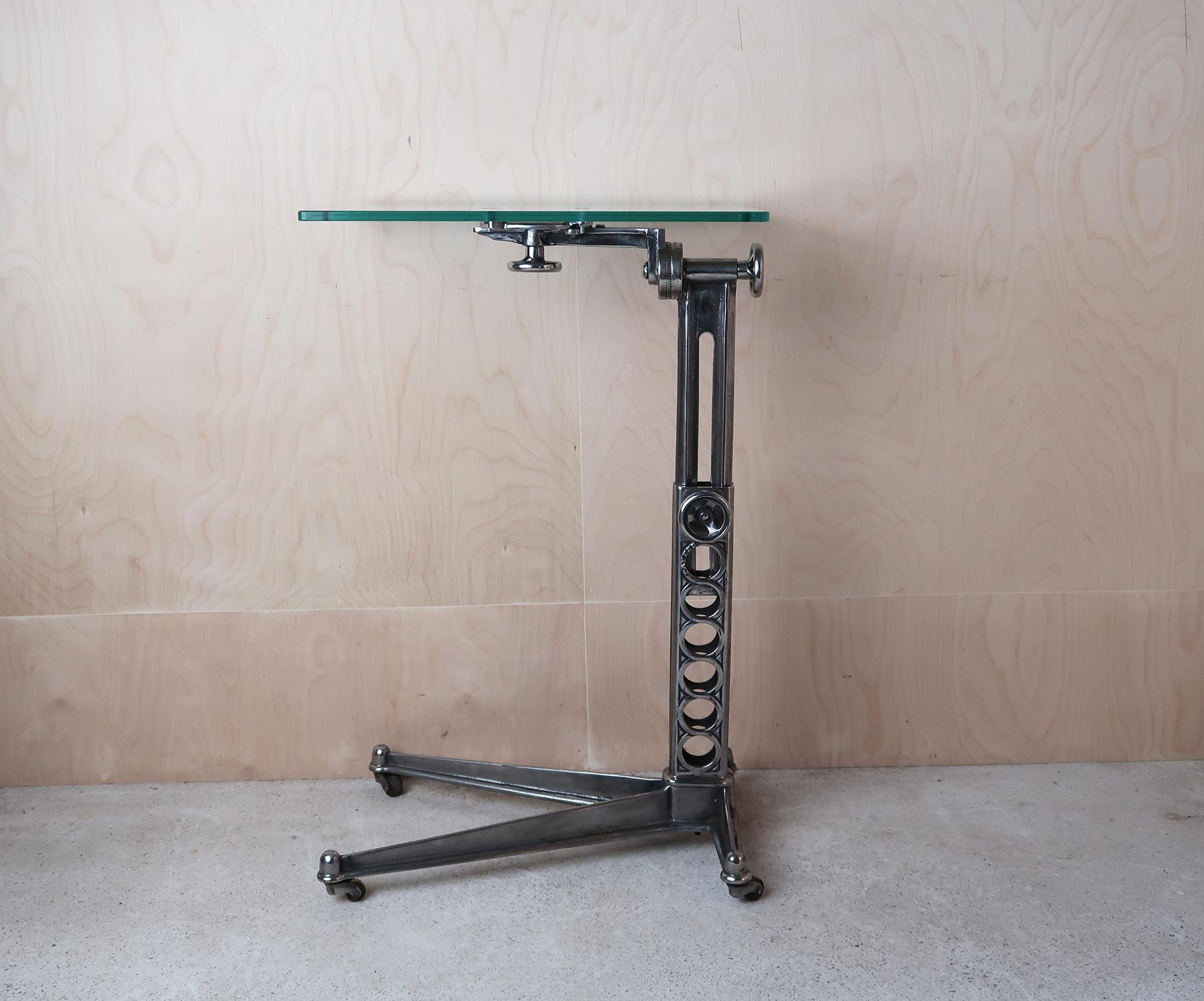 Vintage Industrial Adjustable High to Low Side Table, English, C.1900 2