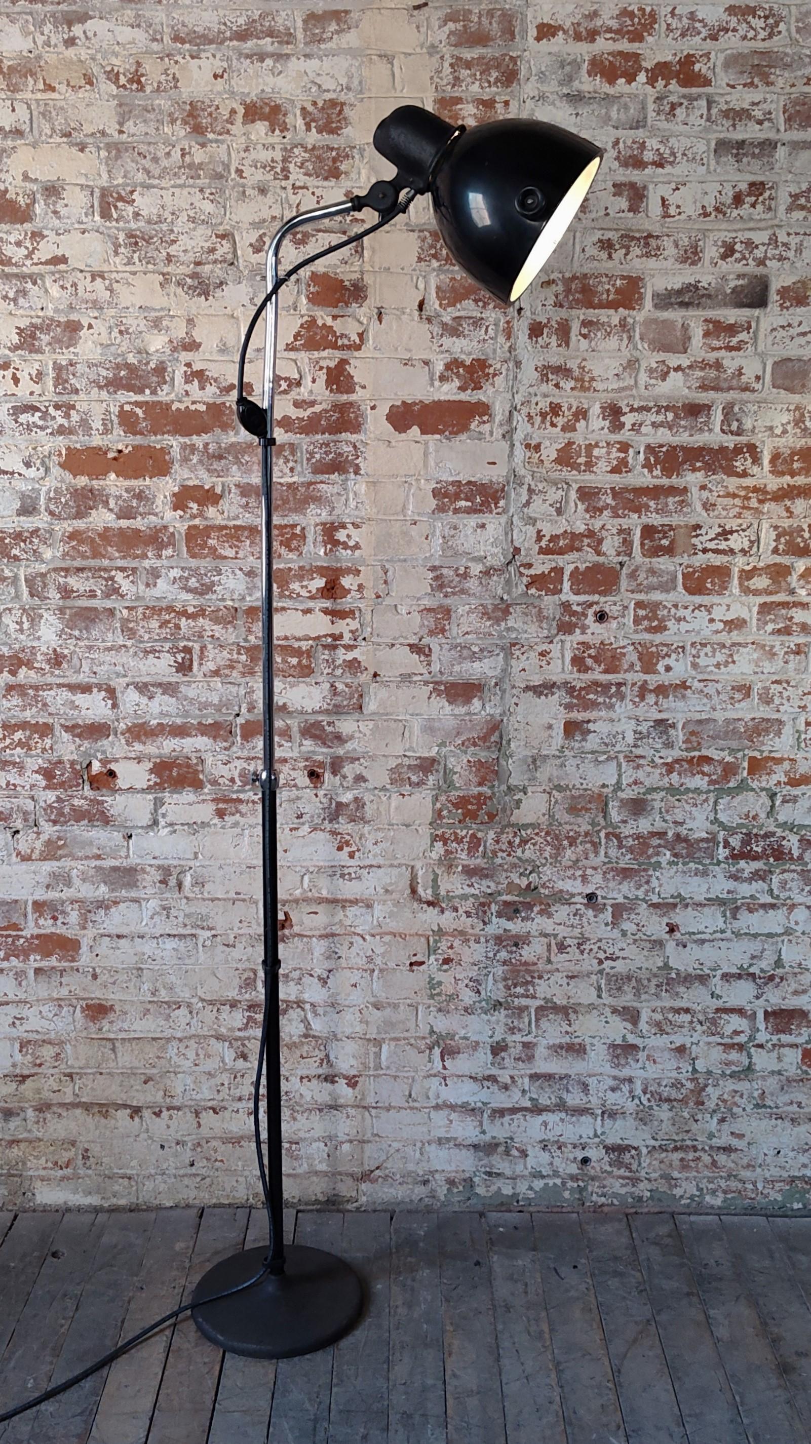 Cast Vintage Industrial Adjustable Medical Floor Lamp For Sale