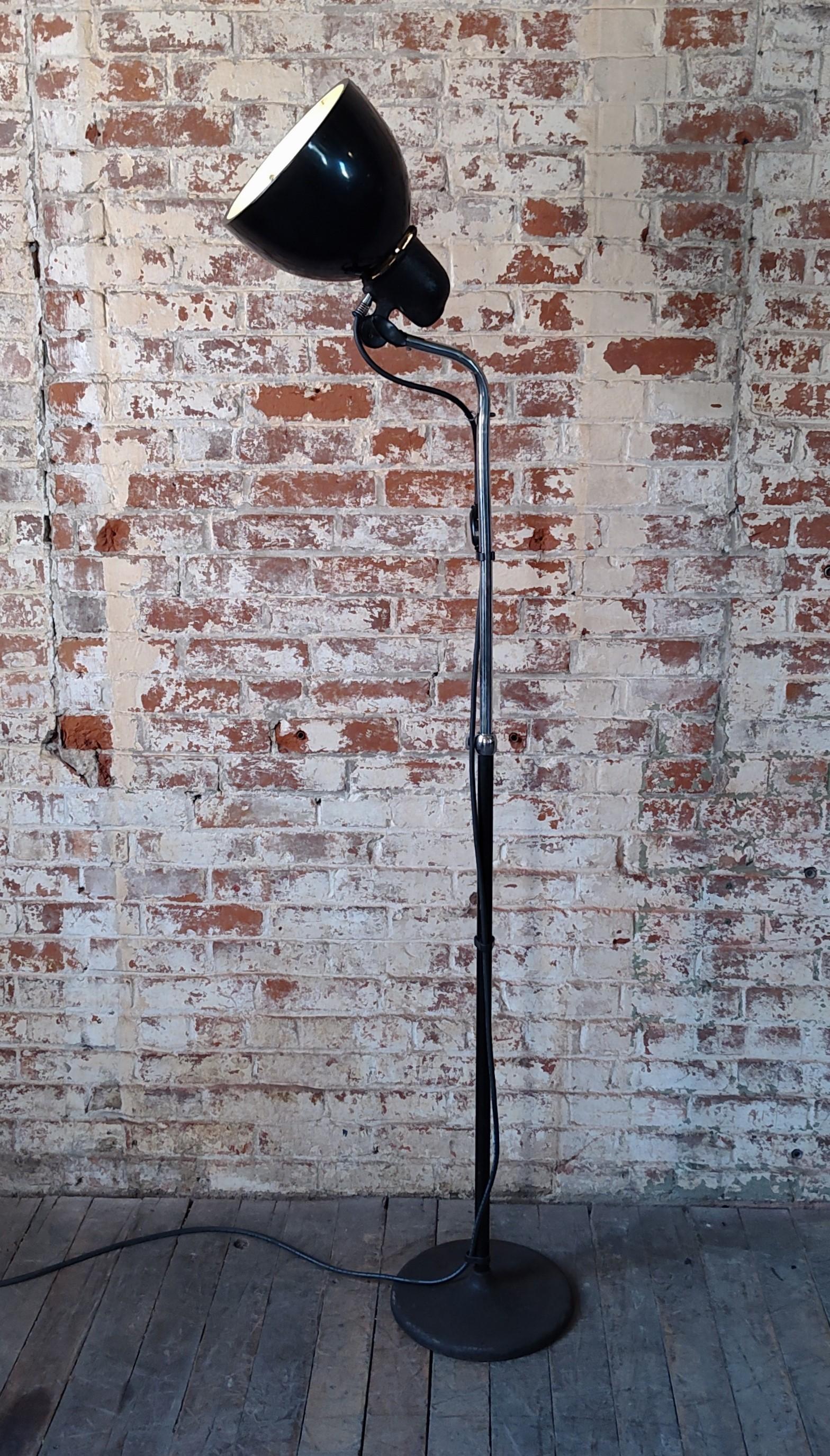 Steel Vintage Industrial Adjustable Medical Floor Lamp For Sale