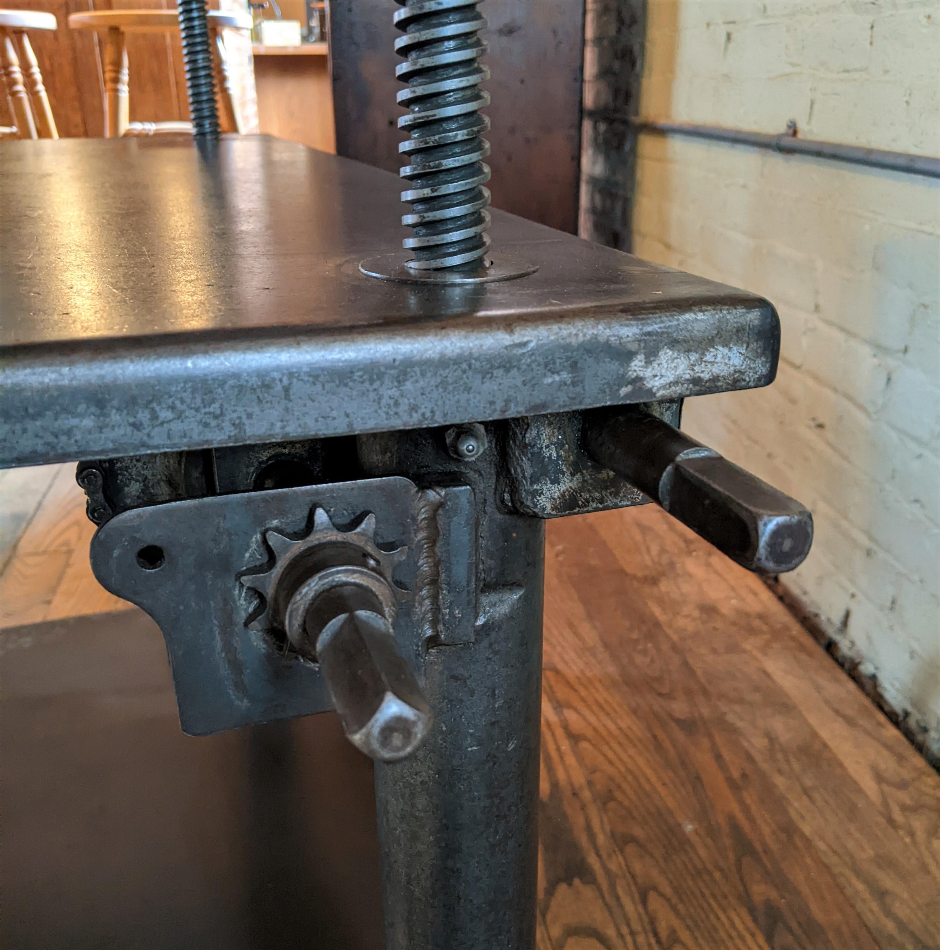 Vintage Industrial Adjustable Metal Die Lift Cart / Table 4