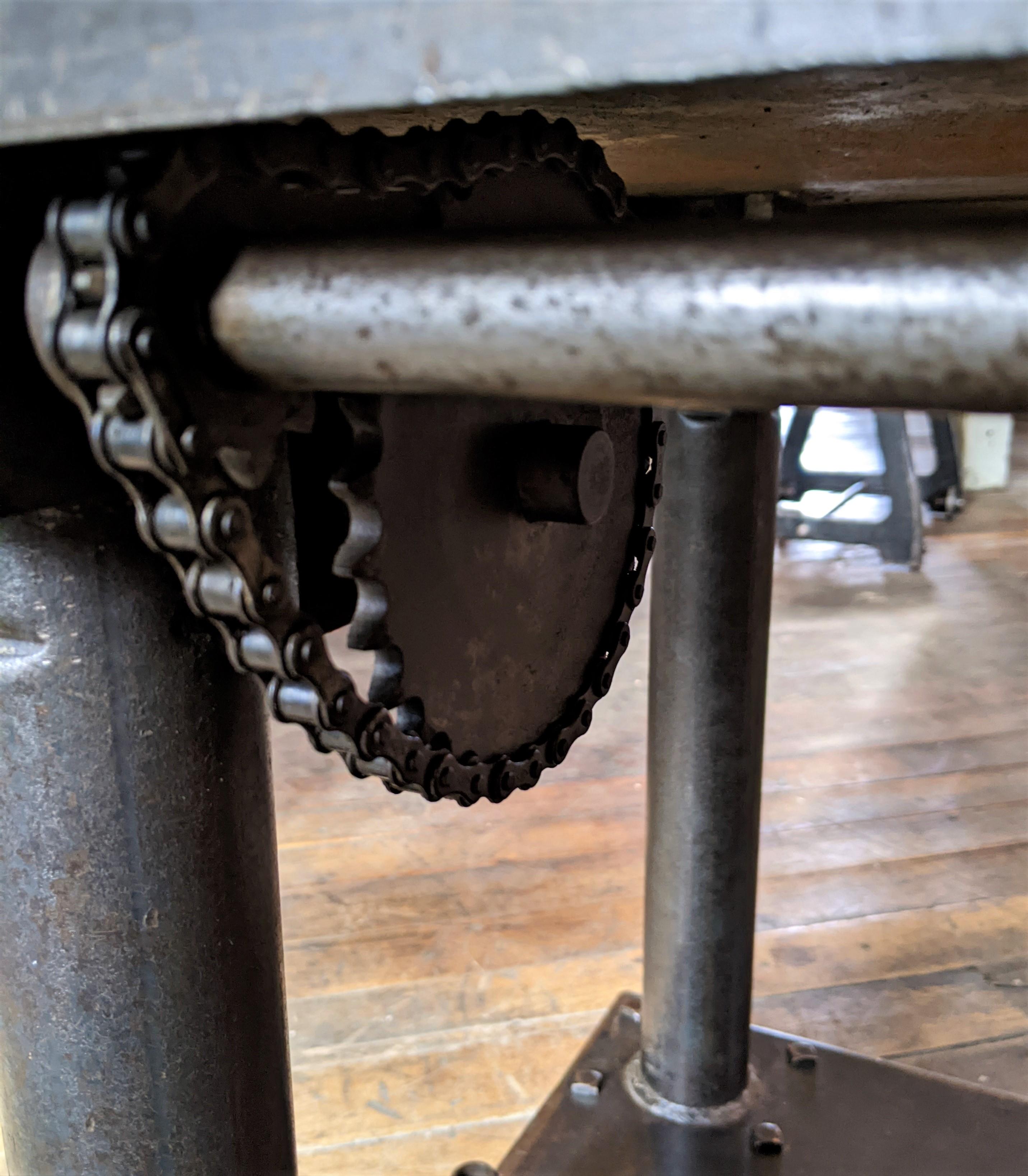 Vintage Industrial Adjustable Metal Die Lift Cart / Table 6