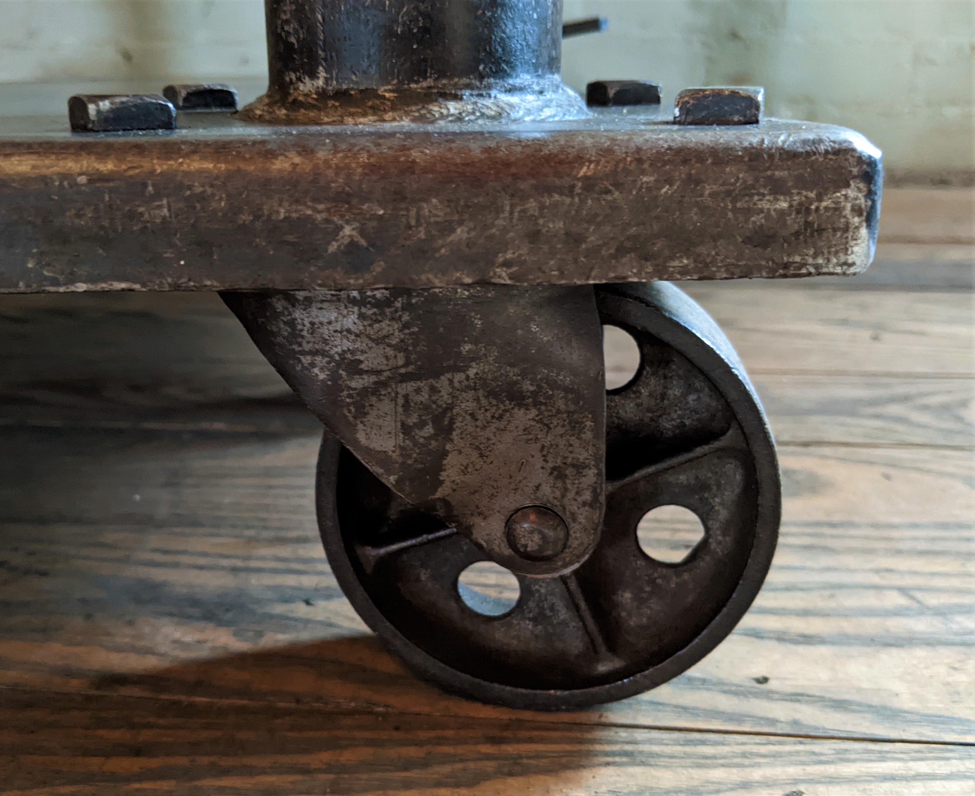 Vintage Industrial Adjustable Metal Die Lift Cart / Table 8