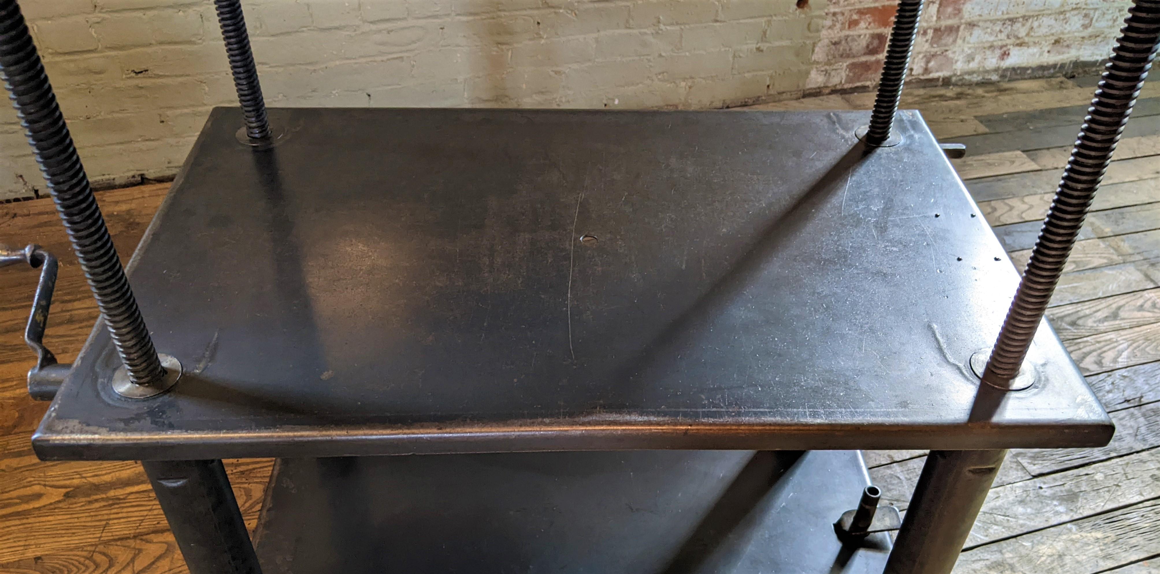 Vintage Industrial Adjustable Metal Die Lift Cart / Table 1