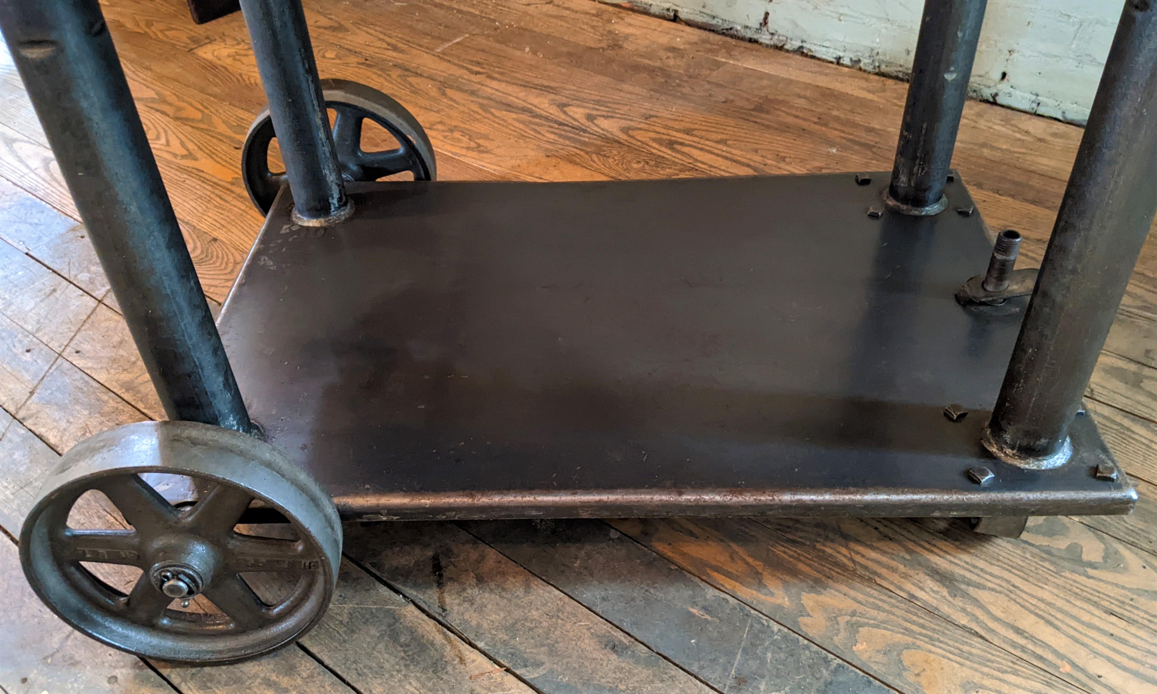 Vintage Industrial Adjustable Metal Die Lift Cart / Table 2