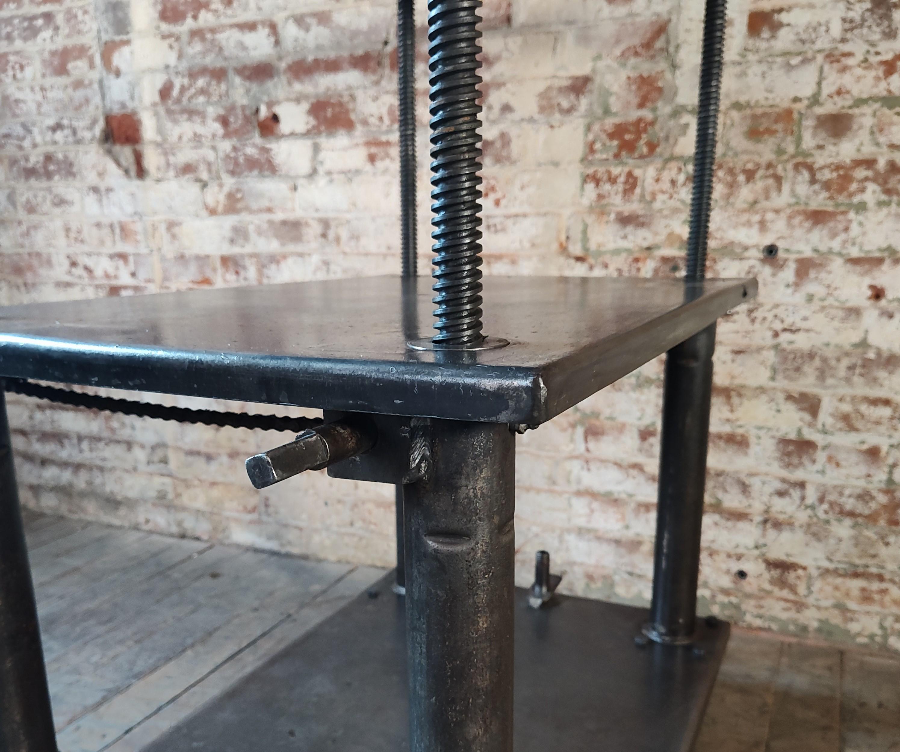 Vintage Industrial Adjustable Rolling Bar Cart 7