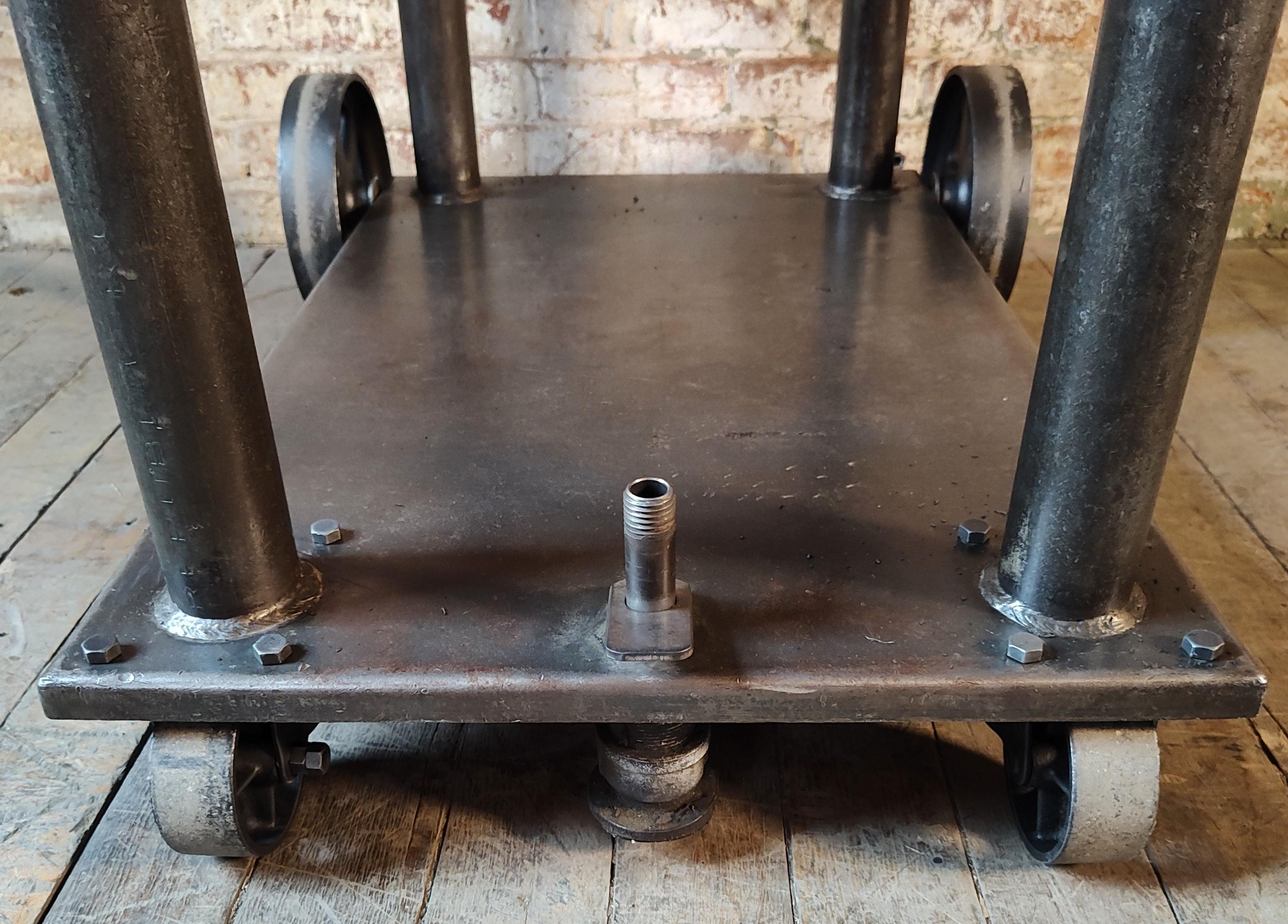 Vintage Industrial Adjustable Rolling Bar Cart 9